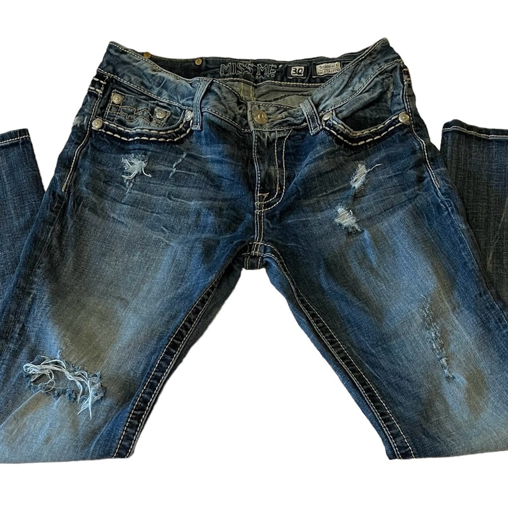Miss Me Denim Brand distressed size 30 long ankle cropped woman jeans